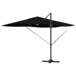 vidaXL Parasol Roma à Bras Déporté Noir et Noir 352 x 251 x 265 cm