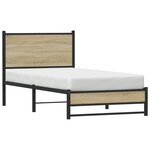 vidaXL Cadre de lit en métal sans matelas chêne sonoma 90x190 cm