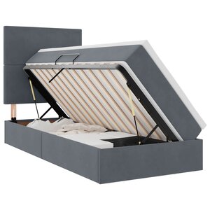 vidaXL Lit avec rangement et matelas Gris foncé 90 x 190 cm Velours