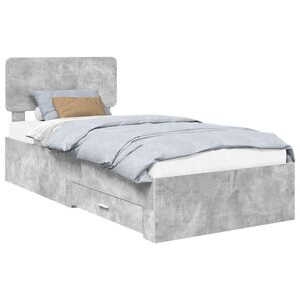 vidaXL Cadre de lit Gris béton 100 x 200 cm Bois d'ingénierie