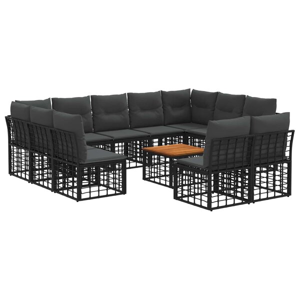 vidaXL Ensemble de canapés d'extérieur 12 pc Noir et Gris foncé