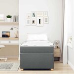 vidaXL Cadre de lit avec matelas Gris foncé 90 x 200 cm tissu