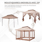 Tonnelle barnum de jardin pop-up pliant 3,25L x 3,25l x 2,65H m acier polyester moustiquaires + sac de transport café