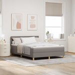 vidaXL Lit à ressort LED avec bandes LED Taupe 140 x 200 cm tissu