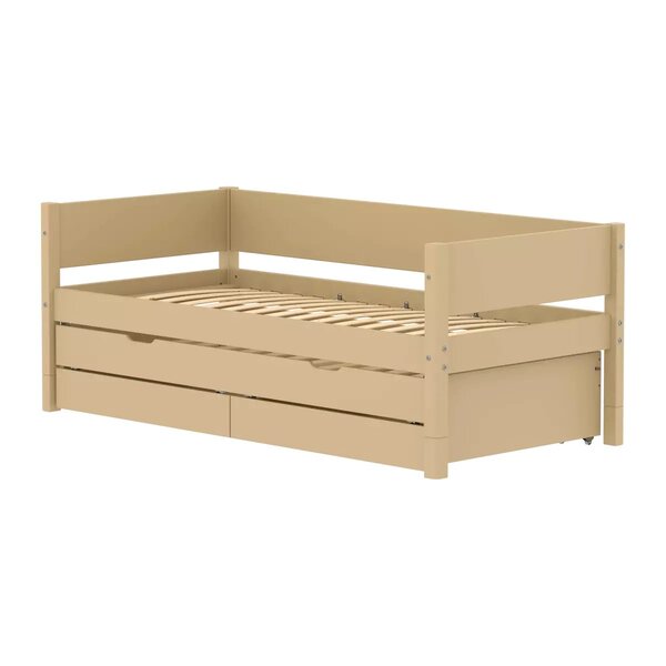 Flexa WHITE Banquette-lit 90 x 200 cm avec dossier Lit gigogne et 2 tiroirs Beige sable
