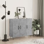 vidaXL Buffet gris béton 90x34x80 cm bois d'ingénierie