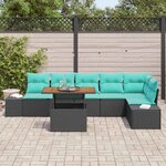 vidaXL Ensemble de salle à manger pour jardin 7 Pièces Noir et Sarcelle