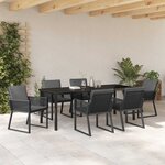 vidaXL Ensemble de salle à manger pour jardin 7 Pièces Noir