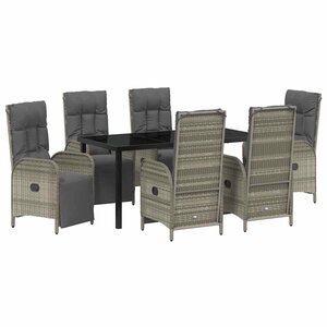 vidaXL Ensemble de salle à manger pour jardin 7 Pièces Gris Poly rotin