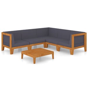 vidaXL Salon de jardin 6 Pièces avec coussins Bois d'acacia solide