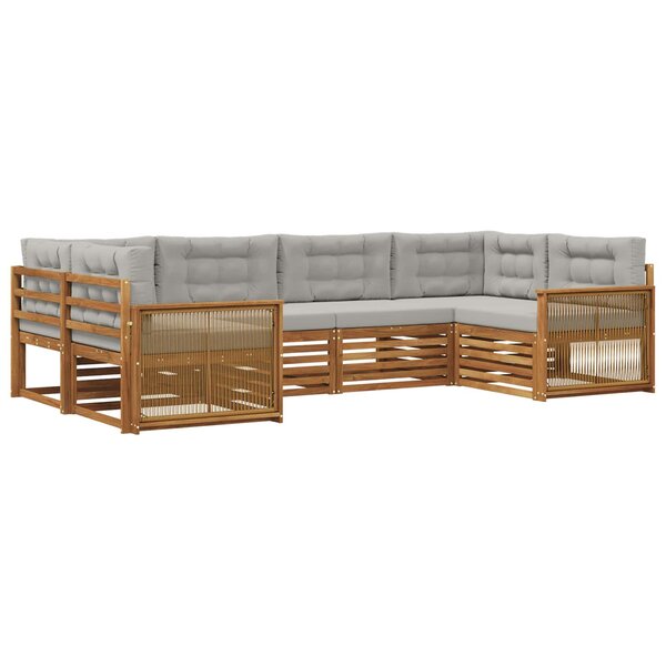 vidaXL Ensemble de canapés d'extérieur 6 Pièces Naturel et gris clair