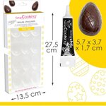 Moule rigide pour 6 oeufs en chocolat + Stylo de glaçage noir