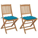 vidaXL Chaises pliables de jardin 2 Pièces avec coussins Bois d'acacia