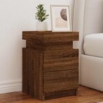 vidaXL Table de chevet avec lumières LED chêne marron 35x39x55 cm