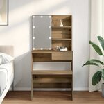 vidaXL Ensemble de coiffeuse avec LED chêne artisanal bois ingénierie
