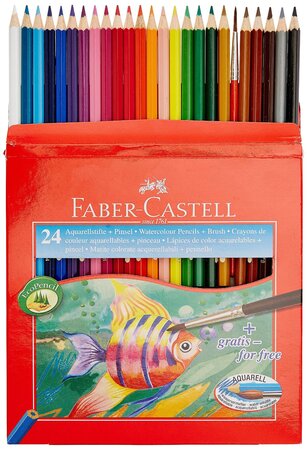 Etui de 24 crayons de couleur Aquarellables pour enfants avec Pinceau FABER-CASTELL