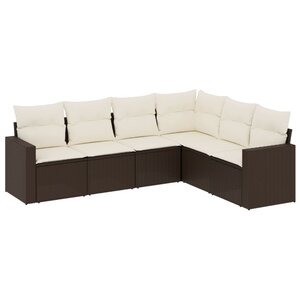 vidaXL Salon de jardin avec coussins 6 Pièces marron résine tressée