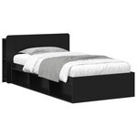 vidaXL Cadre de lit avec rangement Noir 90 x 190 cm Bois d'ingénierie