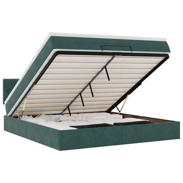 VidaXL Cadre de lit ottoman avec matelas vert foncé 160x200 cm velours