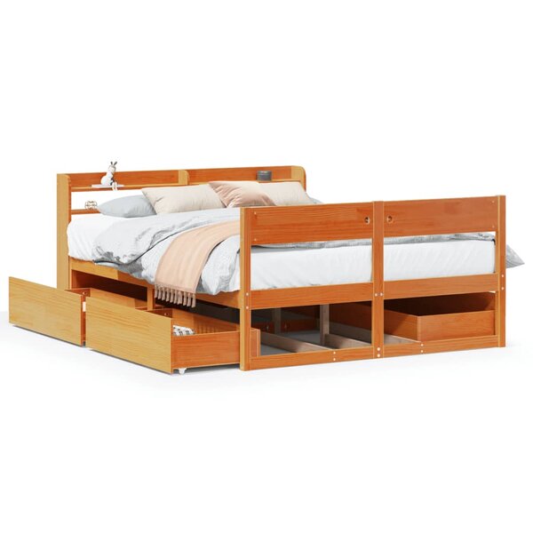 vidaXL Cadre de lit sans matelas cire marron 150x200cm bois pin massif