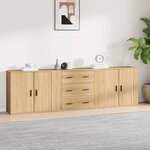 vidaXL Buffets 3 Pièces Chêne sonoma Bois d'ingénierie