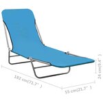 vidaXL Chaises longues pliables 2 Pièces Acier et tissu Bleu