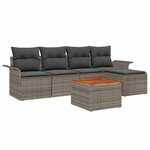 vidaXL Ensemble de canapé de jardin 6 Pièces Gris Poly rotin