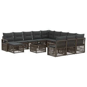 vidaXL Ensemble de canapé de jardin 13 Pièces Gris polyrotin