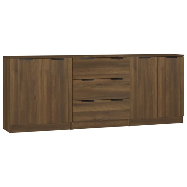 vidaXL Buffets 3 Pièces Chêne marron Bois d'ingénierie