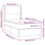 vidaXL Sommier à lattes de lit matelas et LED Taupe 90x190 cm Tissu
