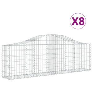 vidaXL Paniers à gabions arqués 8 Pièces 200x30x60/80 cm Fer galvanisé
