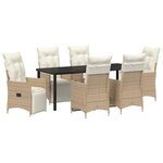 vidaXL Ensemble de salle à manger pour jardin 7 pc Beige polyrotin