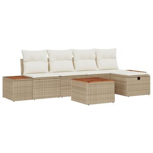 vidaXL Ensemble de canapé de jardin 6 pièces avec coussins Beige Poly Rattan
