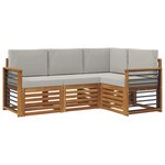 vidaXL Ensemble de canapés d'extérieur 4 pc Gris Naturel et Clair