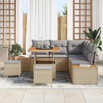 vidaXL Ensemble de canapé de jardin 8 Pièces Beige et Gris clair