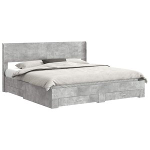 vidaXL Cadre de lit avec rangement et tête de lit Gris béton