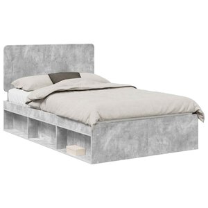 vidaXL Cadre de lit Béton 120 x 200 cm Bois de pin massif