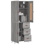 vidaXL Buffet haut Sonoma gris 69 5x34x180 cm Bois d'ingénierie
