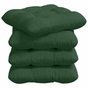vidaXL Coussins de siège 4 pc Tissu en velours côtelé Vert foncé