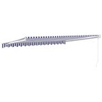 vidaXL Auvent rétractable bleu et blanc 4 5x3 m tissu et aluminium