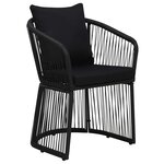 vidaXL Ensemble de salle à manger de jardin avec coussins 9 Pièces Noir