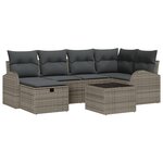 Ensemble de canapé de jardin 7 pièces avec coussins gris en poly rotin