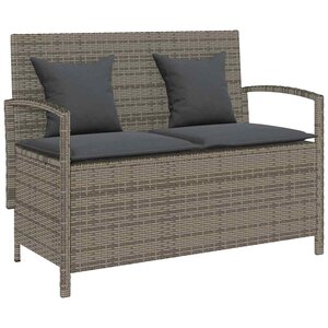 VidaXL Banc de rangement de jardin avec coussin gris résine tressée
