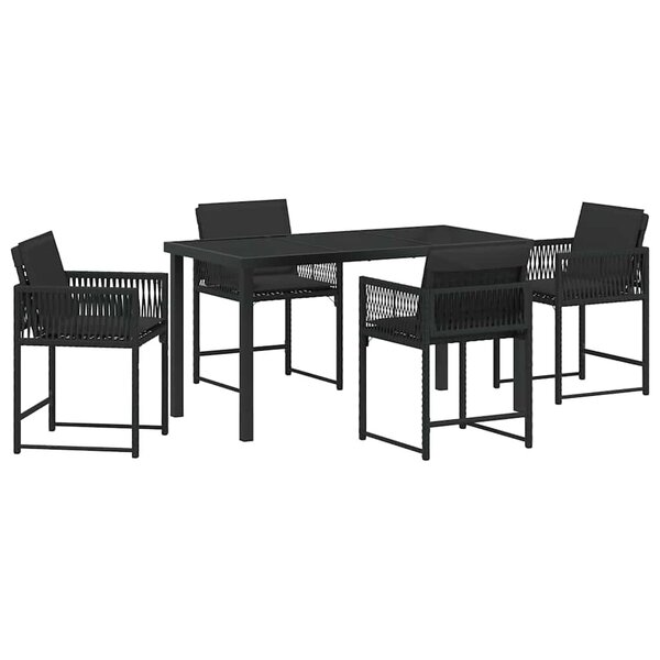 vidaXL Ensemble de salle à manger pour jardin 5 Pièces Noir polyrotin