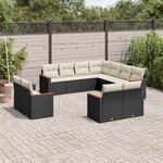 vidaXL Salon de jardin 11 Pièces avec coussins noir résine tressée