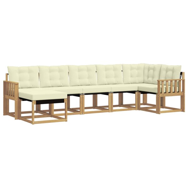 vidaXL Ensemble de canapés d'extérieur 7 pc Blanc et crème