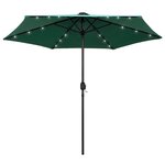 vidaXL Parasol de jardin avec lumières LED et mât en aluminium vert
