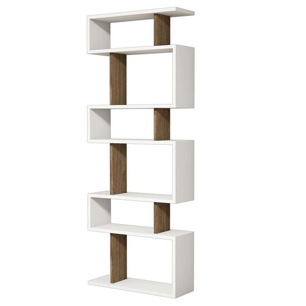 Homemania Bibliothèque Tablero 60x20x156 6 cm Blanc et noyer