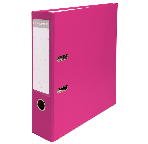 Classeur à levier polypropylène dos de 80mm, framboise EXACOMPTA