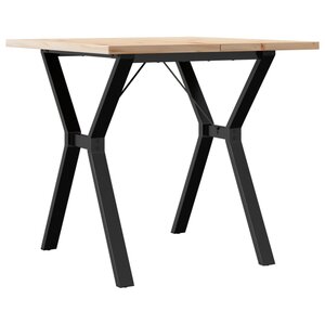 vidaXL Table à manger cadre en Y 80x80x75 5cm bois de pin massif acier